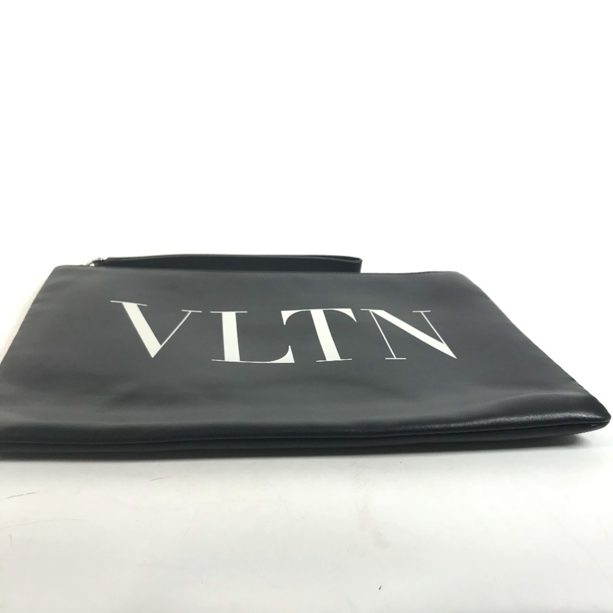 VALENTINO VLTN Pouch Clutch Bag Leather Men's Black