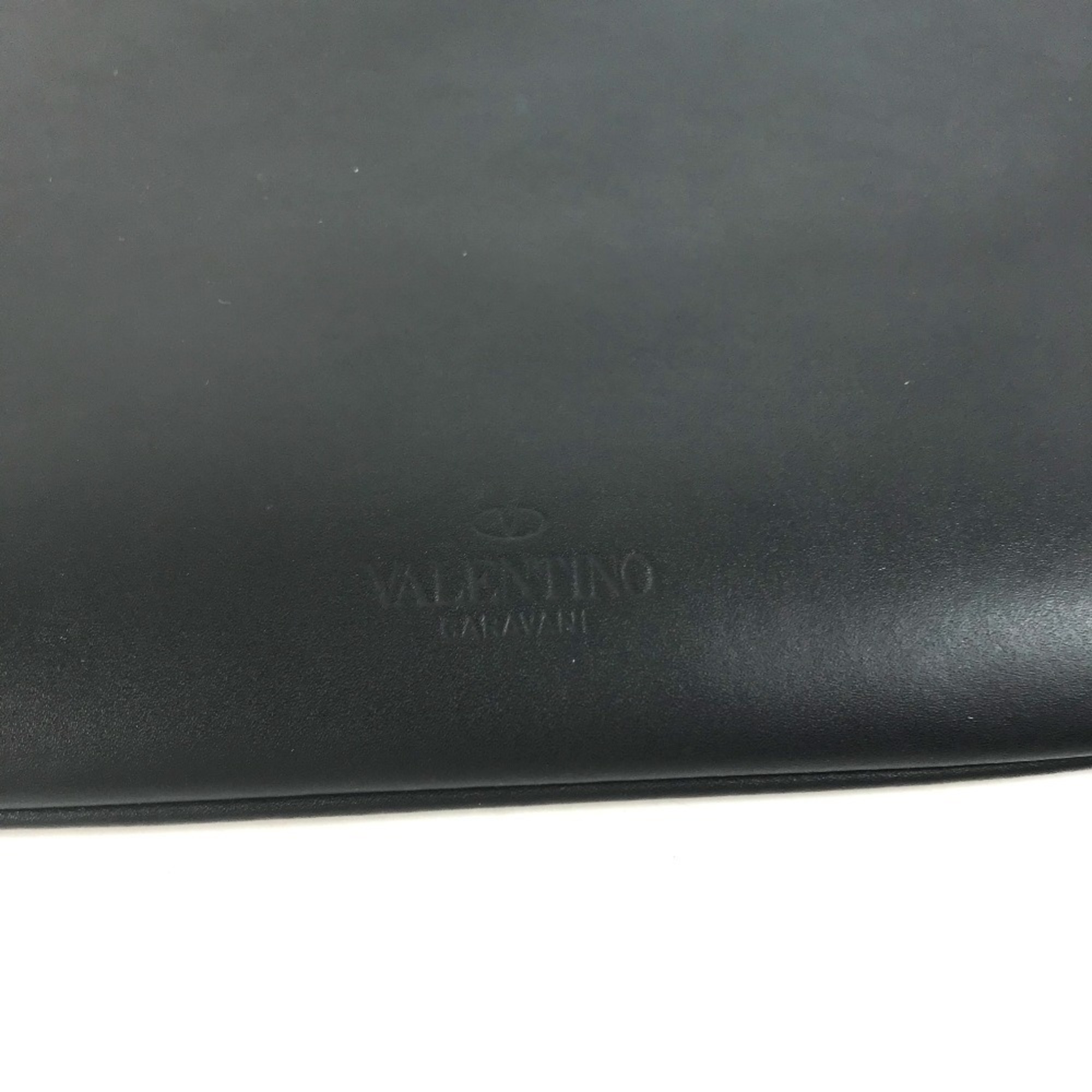 VALENTINO VLTN Pouch Clutch Bag Leather Men's Black