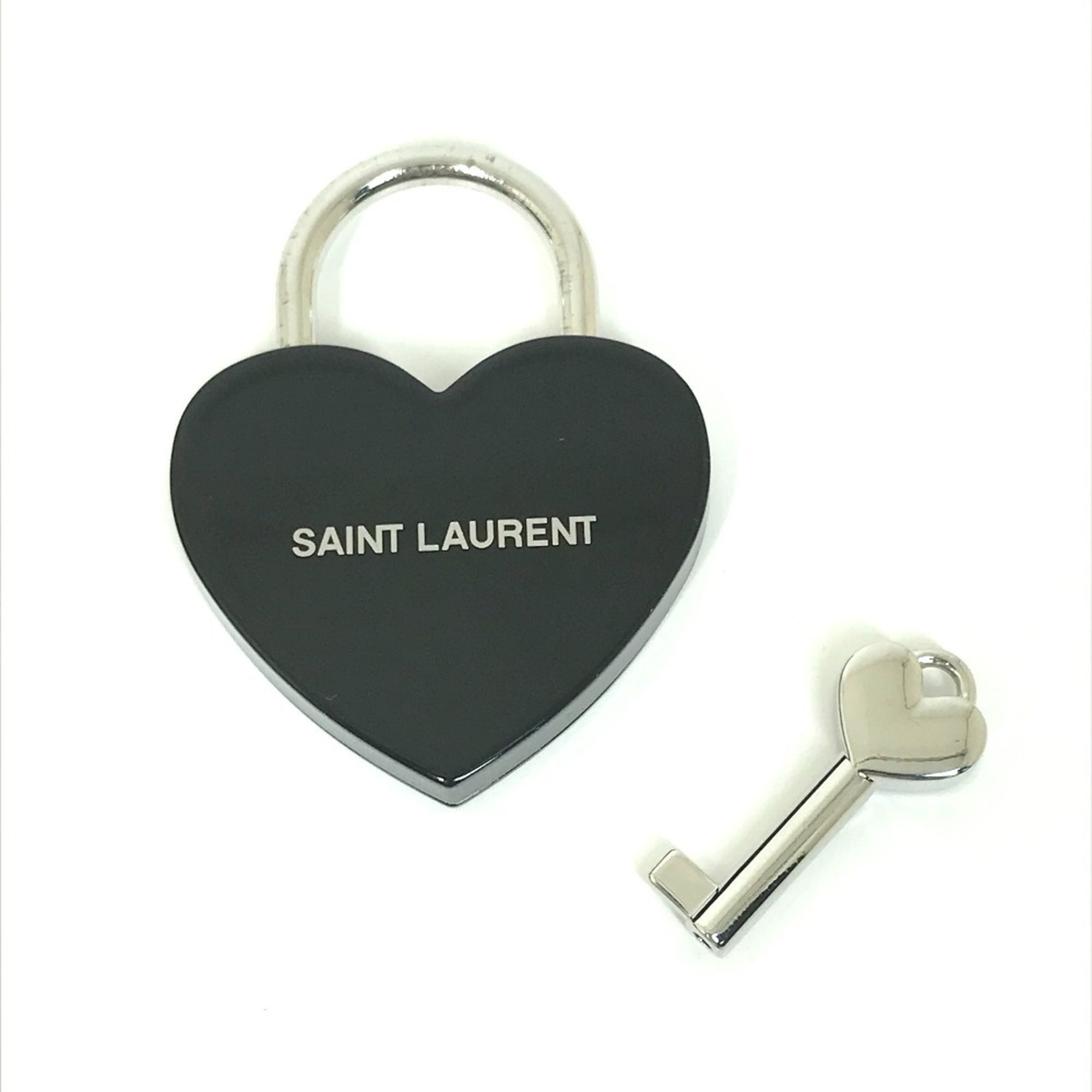 SAINT LAURENT Saint Laurent Paris Key Padlock Heart Bag Charm Ring Metal Women's Black