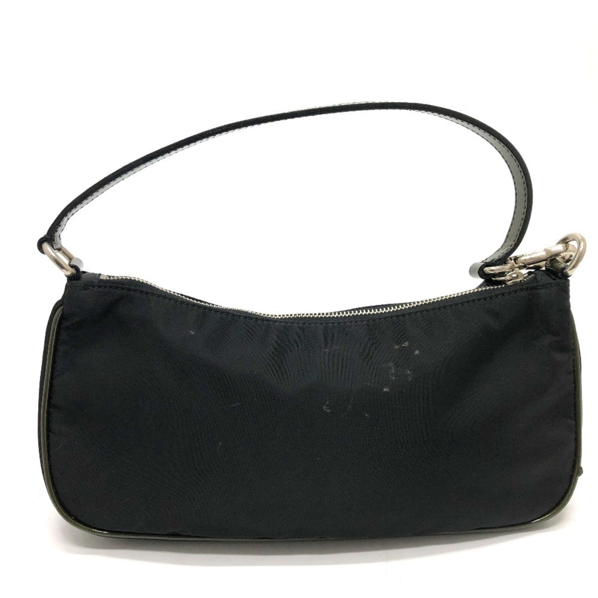 PRADA Prada Triangle Pouch Nylon Enamel Women's Black Khaki