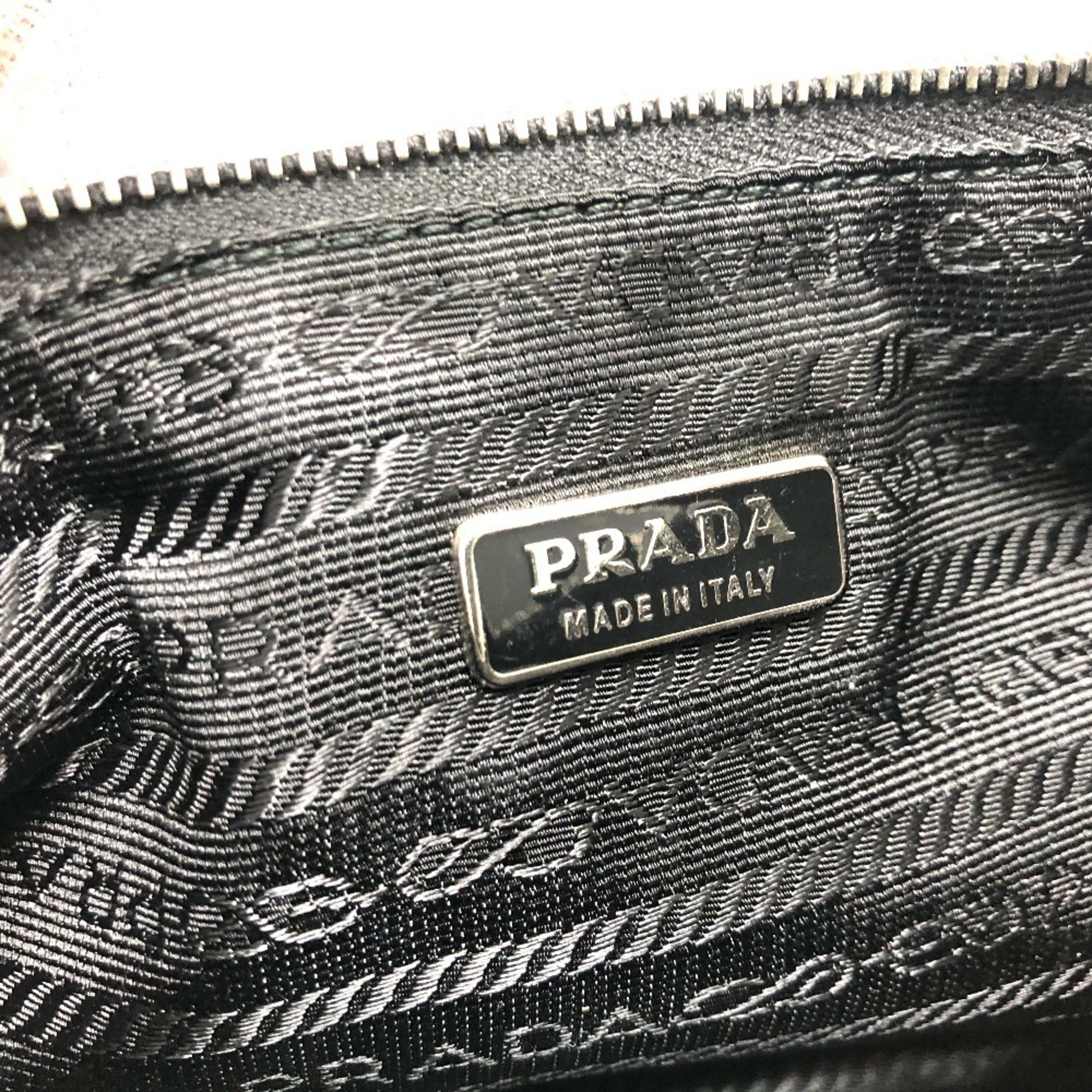 PRADA Prada Triangle Pouch Nylon Enamel Women's Black Khaki