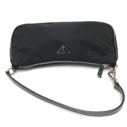 PRADA Prada Triangle Pouch Nylon Enamel Women's Black Khaki