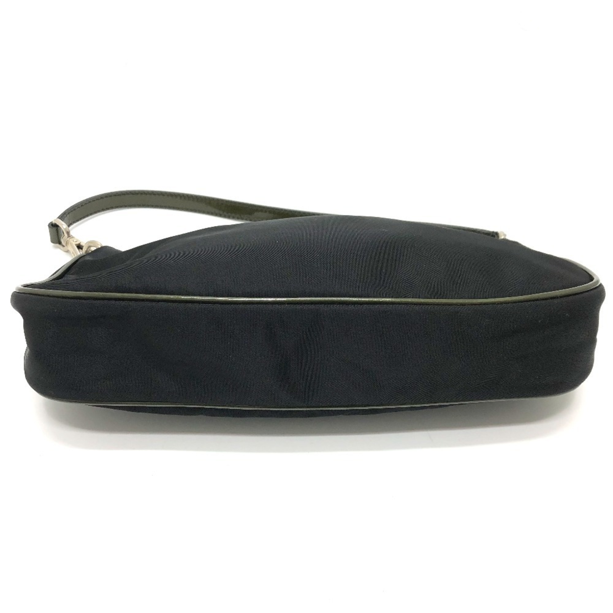 PRADA Prada Triangle Pouch Nylon Enamel Women's Black Khaki