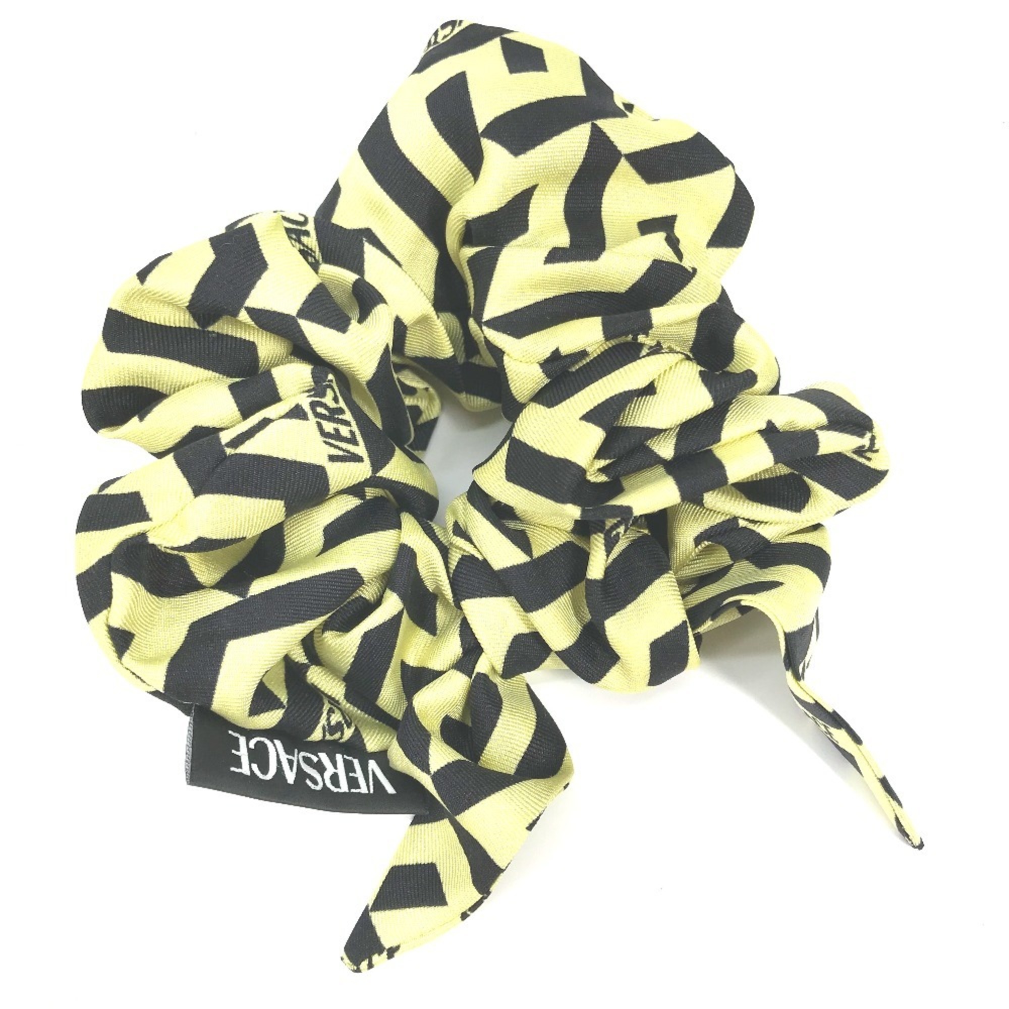 VERSACE Versace Greca Hair Tie Scrunchie Silk Women's Yellow