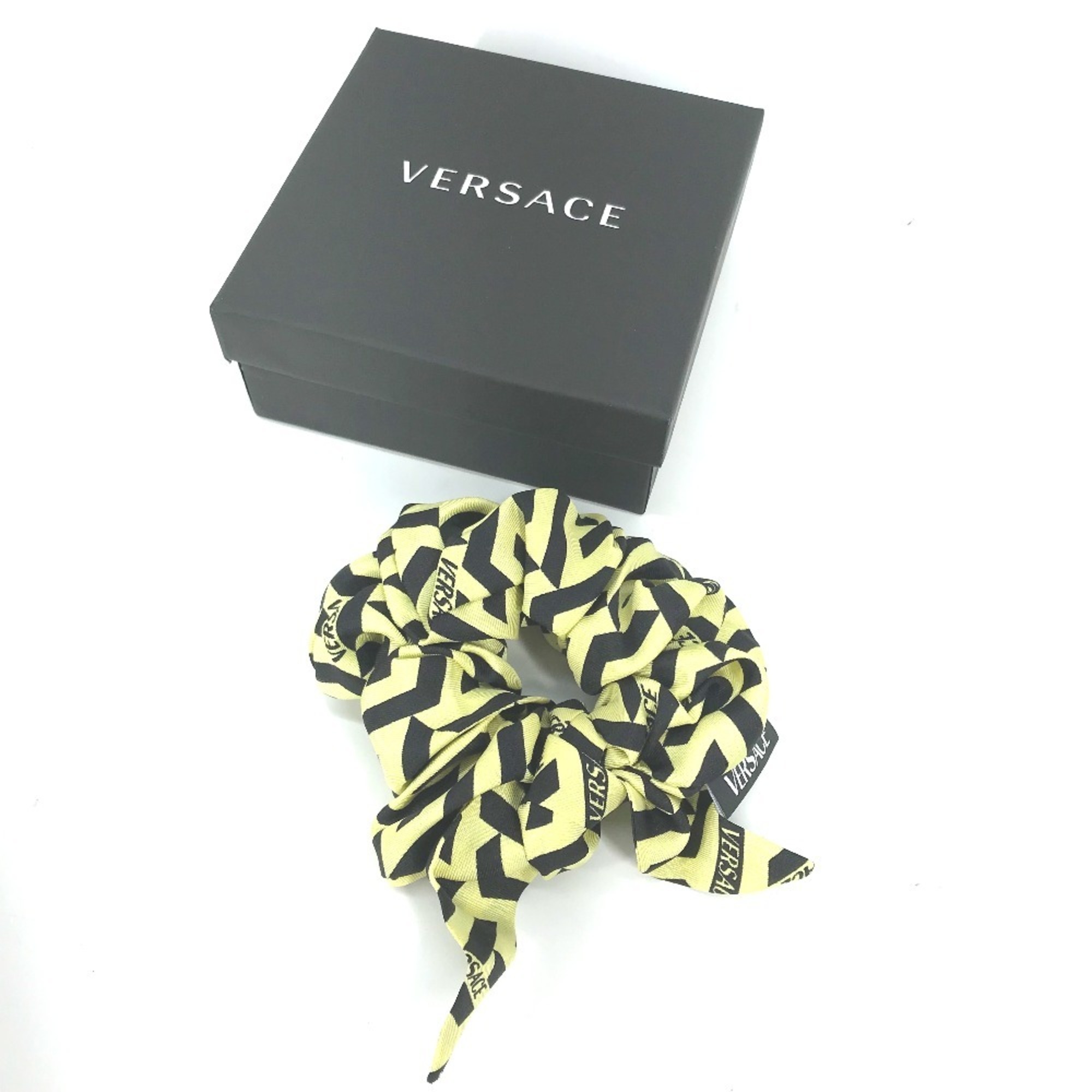 VERSACE Versace Greca Hair Tie Scrunchie Silk Women's Yellow