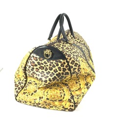 VERSACE Leopard print bag, travel Boston leather, ladies, yellow