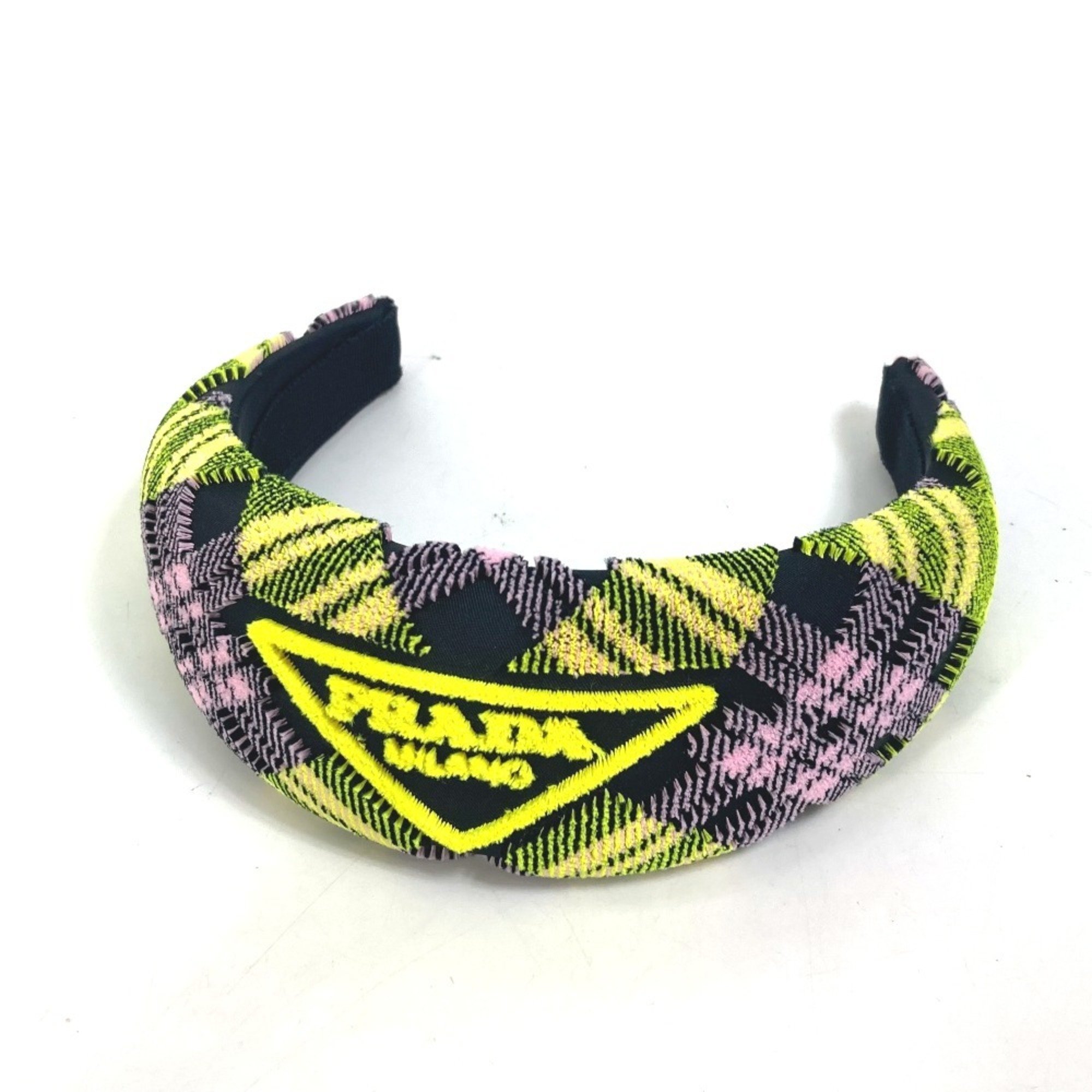 PRADA Prada pile triangle plate hair headband nylon women's yellow