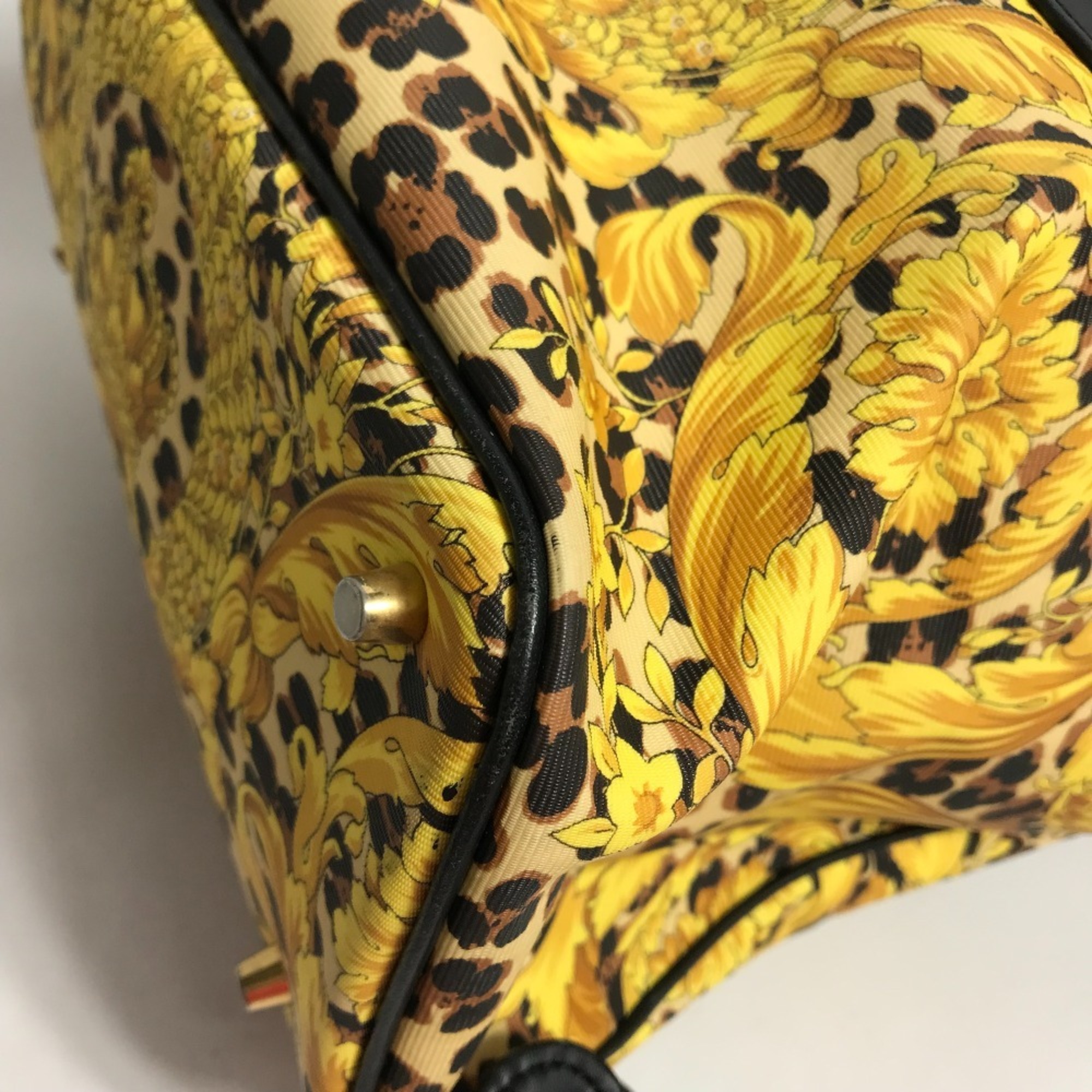 VERSACE Leopard Backpack Leather Women's Yellow