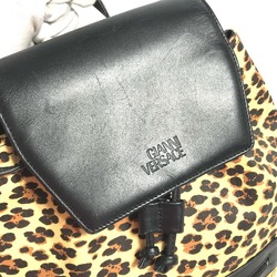 VERSACE Leopard Backpack Leather Women's Yellow