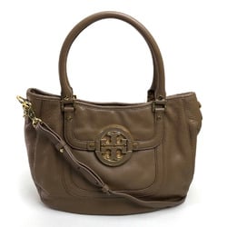 Tory Burch Tote Bag Handbag Shoulder Leather Women's Brown