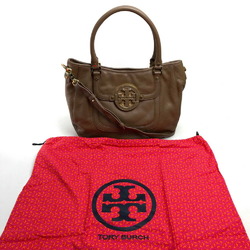 Tory Burch Tote Bag Handbag Shoulder Leather Women's Brown