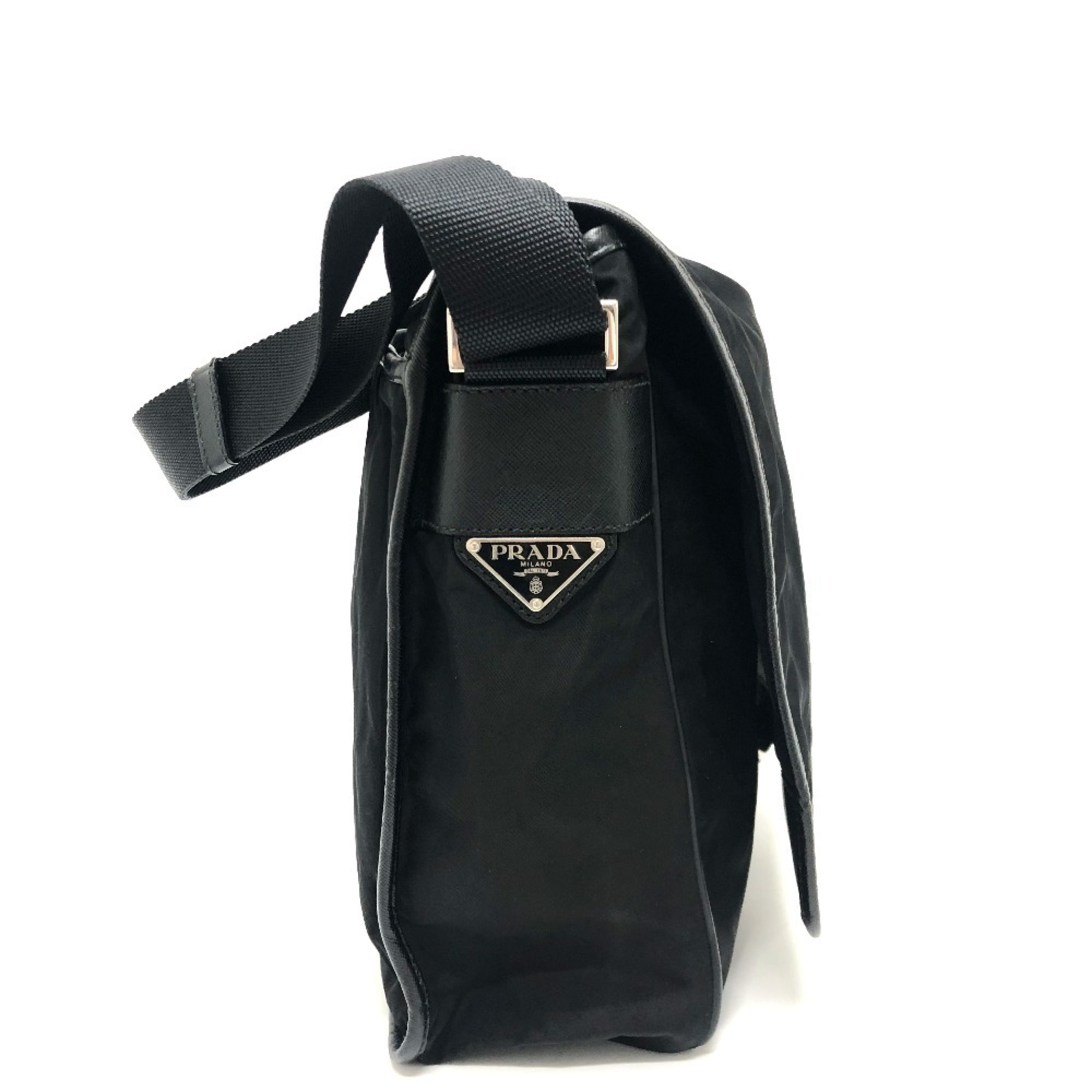 PRADA Prada V166 Bag Shoulder Nylon Leather Men's Black