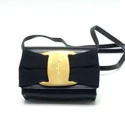 Salvatore Ferragamo AQ216164 Vara Shoulder Bag Pochette Leather Women's Black x