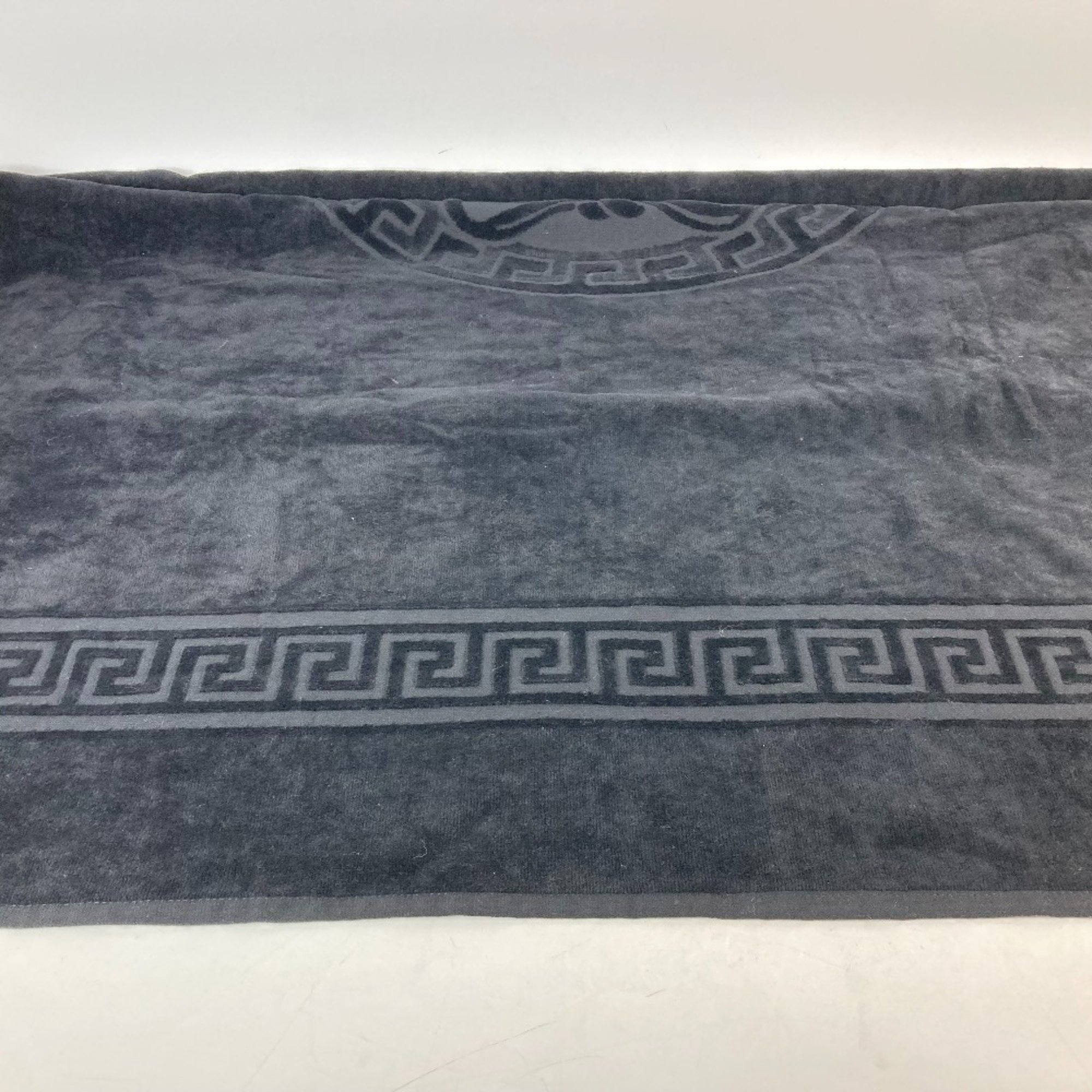 VERSACE Versace Bath Towel, Knee Blanket, Medusa Beach Cotton, Men's, Black