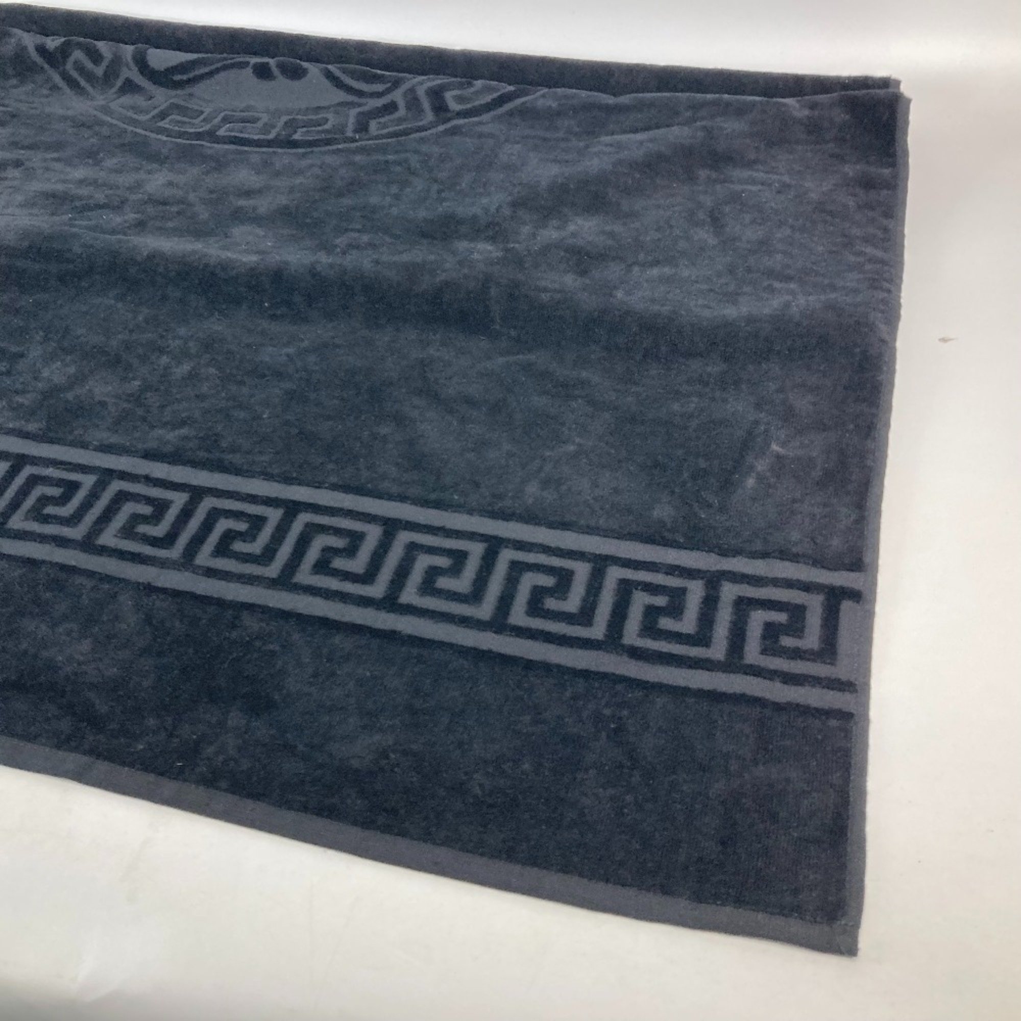 VERSACE Versace Bath Towel, Knee Blanket, Medusa Beach Cotton, Men's, Black