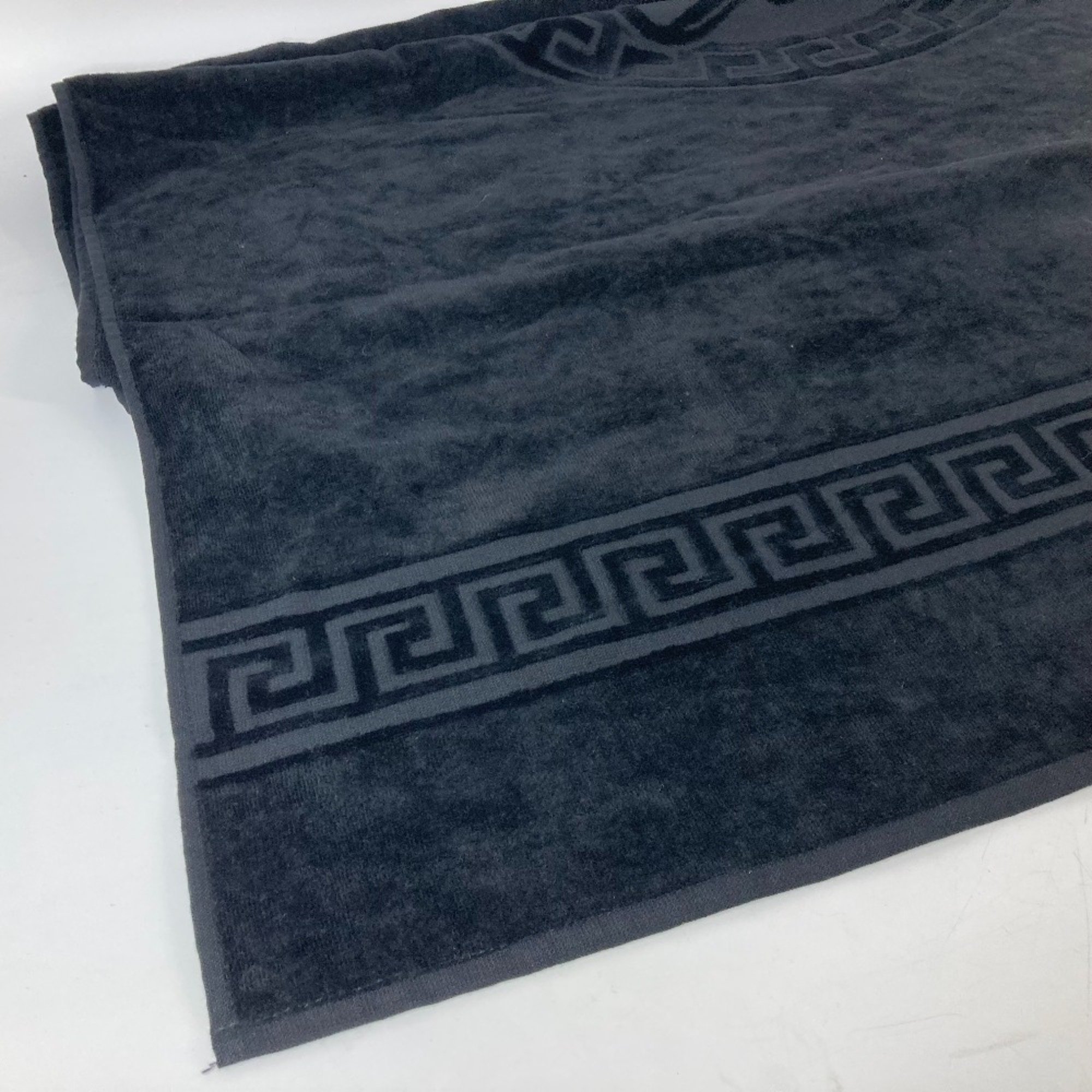 VERSACE Versace Bath Towel, Knee Blanket, Medusa Beach Cotton, Men's, Black