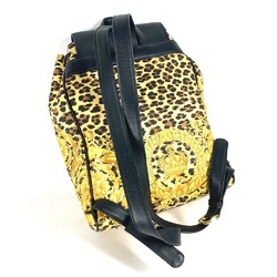 VERSACE Leopard print backpack, leather, women's, yellow