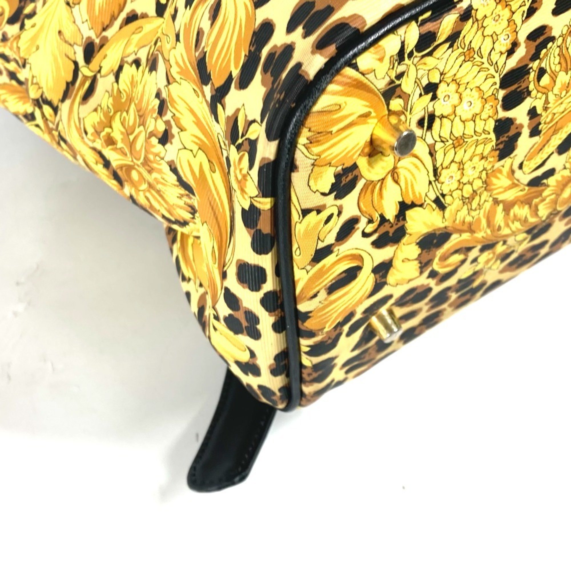 VERSACE Leopard print backpack, leather, women's, yellow