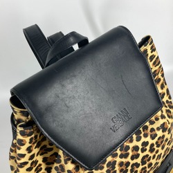 VERSACE Leopard print backpack, leather, women's, yellow