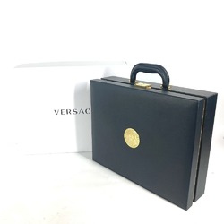 VERSACE Medusa 2-Tier Watch Case, Attache Handbag, Leather, Men's, Black