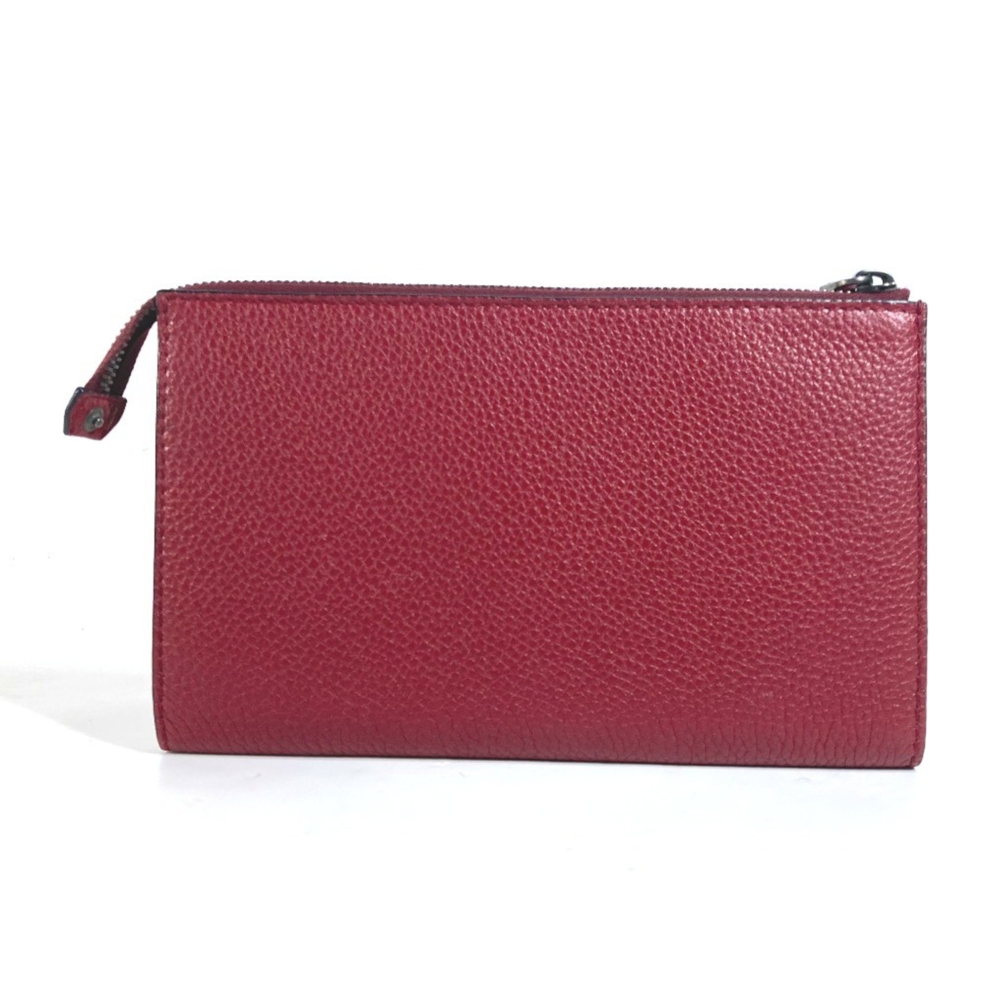 Salvatore Ferragamo Pouch Clutch Bag Leather Men's Red