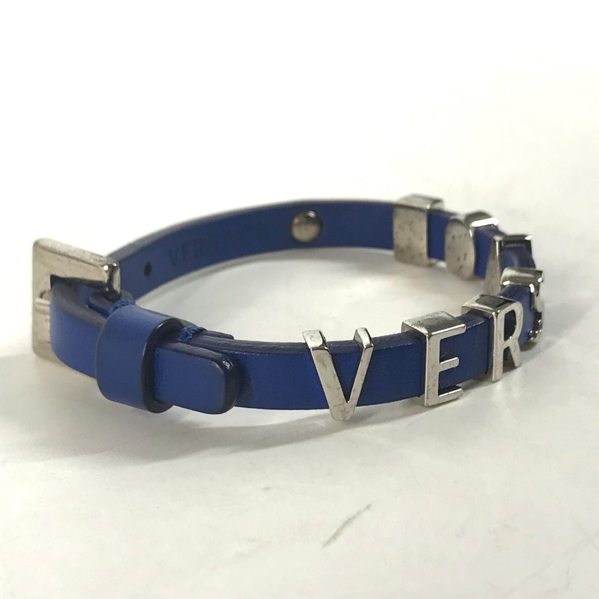 VERSACE Medusa Bangle Bracelet Leather Men's Blue