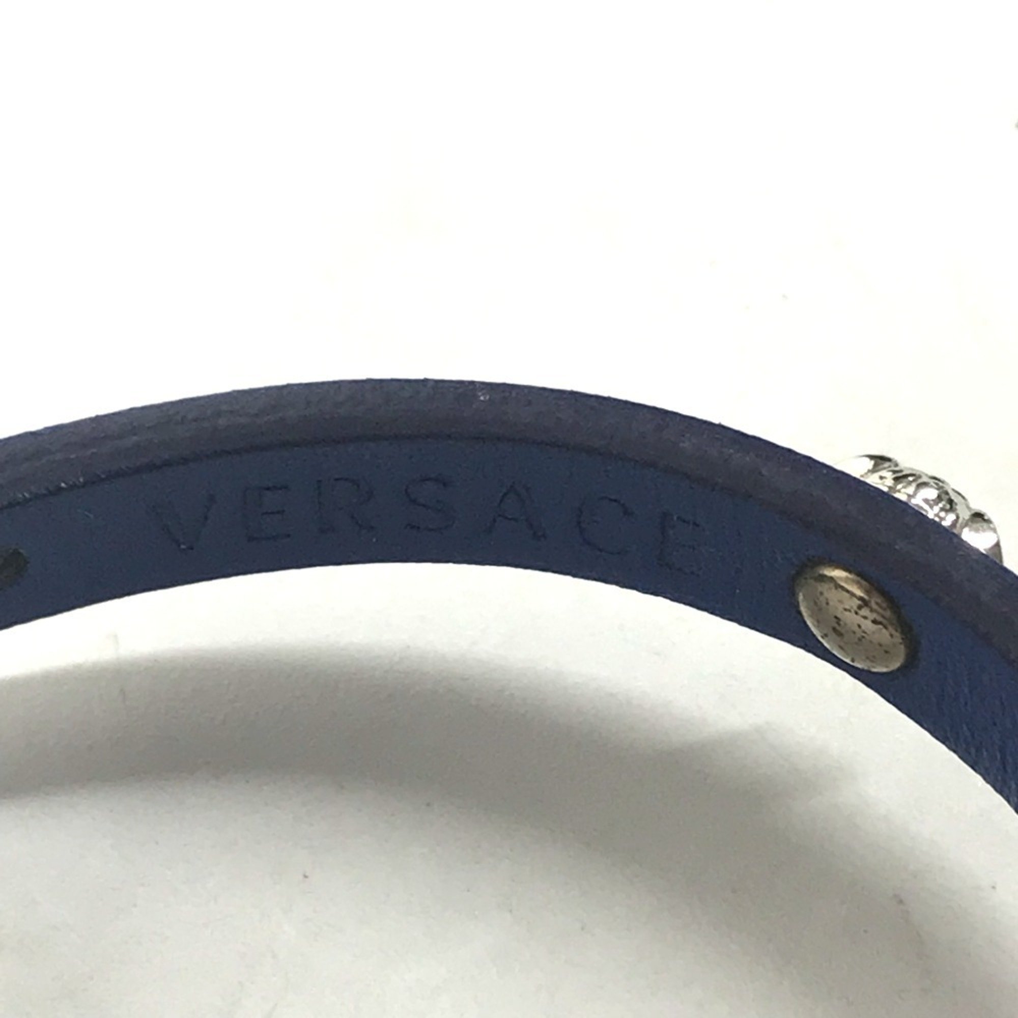 VERSACE Medusa Bangle Bracelet Leather Men's Blue