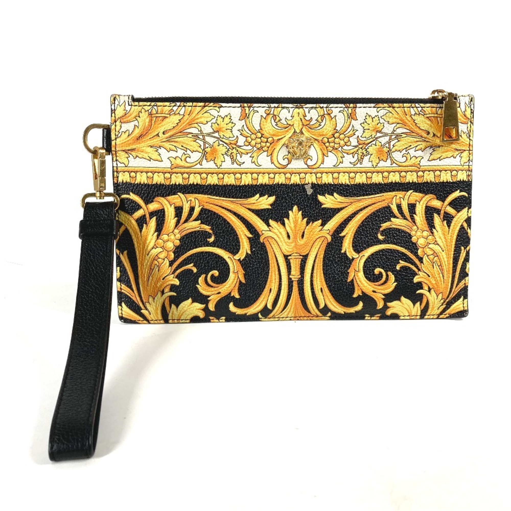 VERSACE Versace pouch with strap clutch bag leather men's yellow