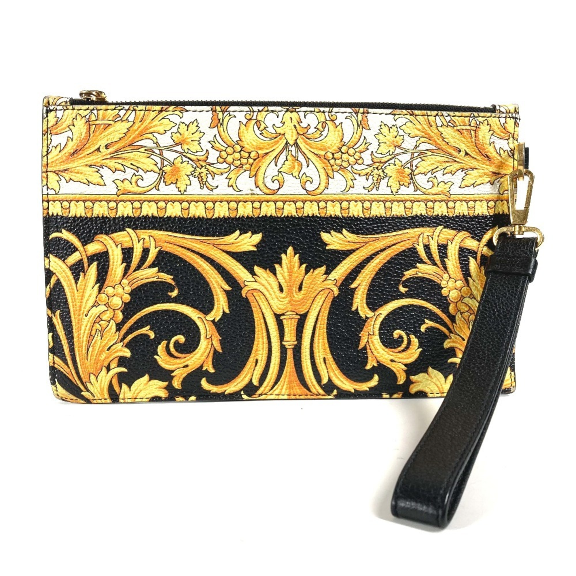 VERSACE Versace pouch with strap clutch bag leather men's yellow