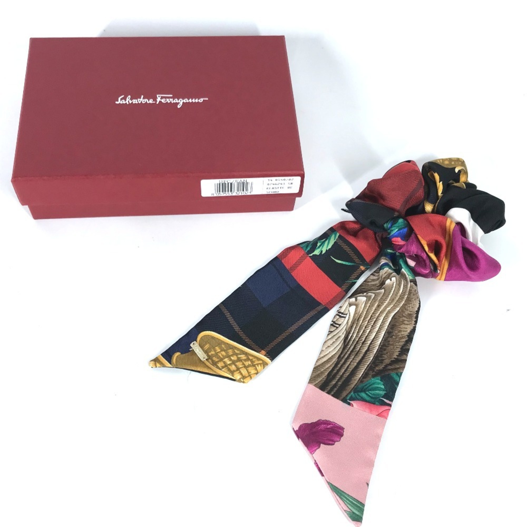 Salvatore Ferragamo Ribbon Hair Tie Scrunchie Silk Women's Multicolor