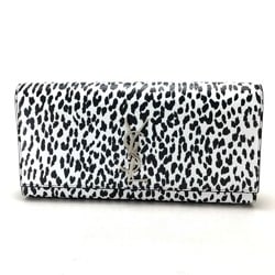 SAINT LAURENT Saint Laurent Paris 326079 Cassandra Leopard Bag Clutch Calf Leather Women's White Black