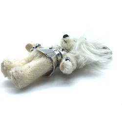 PRADA Prada Teddy Bear Motif Beatrice Key Ring Charm Metal Crystal Women's White x Silver