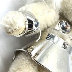 PRADA Prada Teddy Bear Motif Beatrice Key Ring Charm Metal Crystal Women's White x Silver