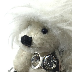 PRADA Prada Teddy Bear Motif Beatrice Key Ring Charm Metal Crystal Women's White x Silver