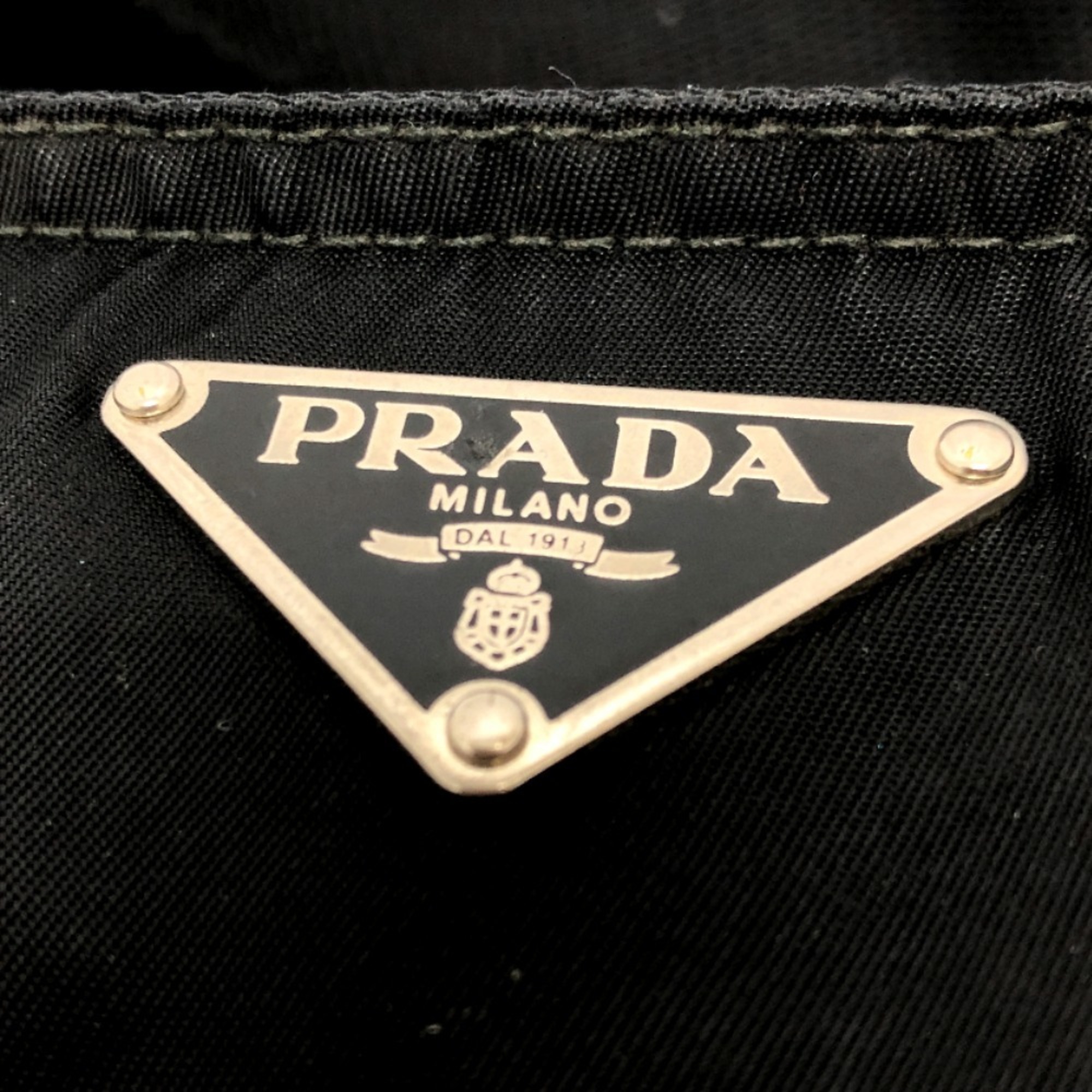 PRADA Prada Triangle Plate Flat Back Shoulder Bag Nylon Women's Black