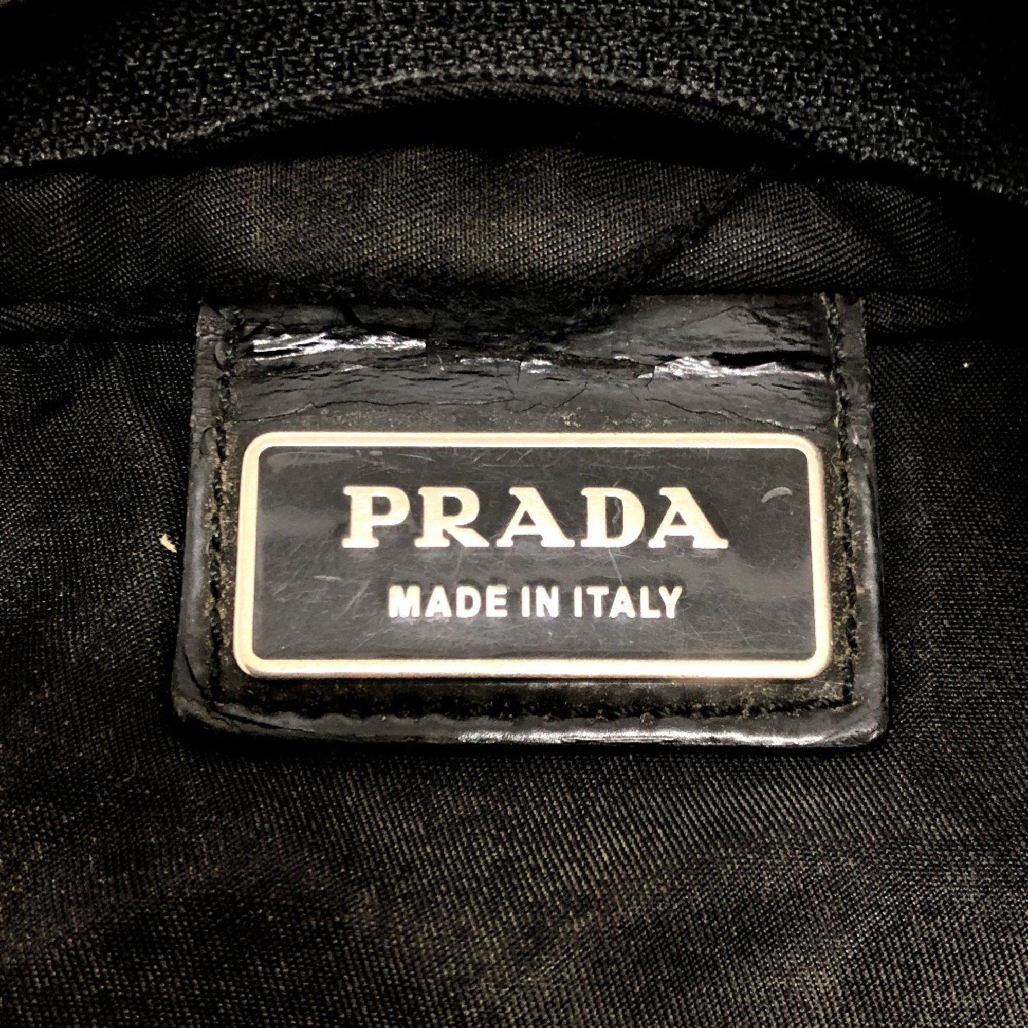 PRADA Prada Triangle Plate Flat Back Shoulder Bag Nylon Women's Black