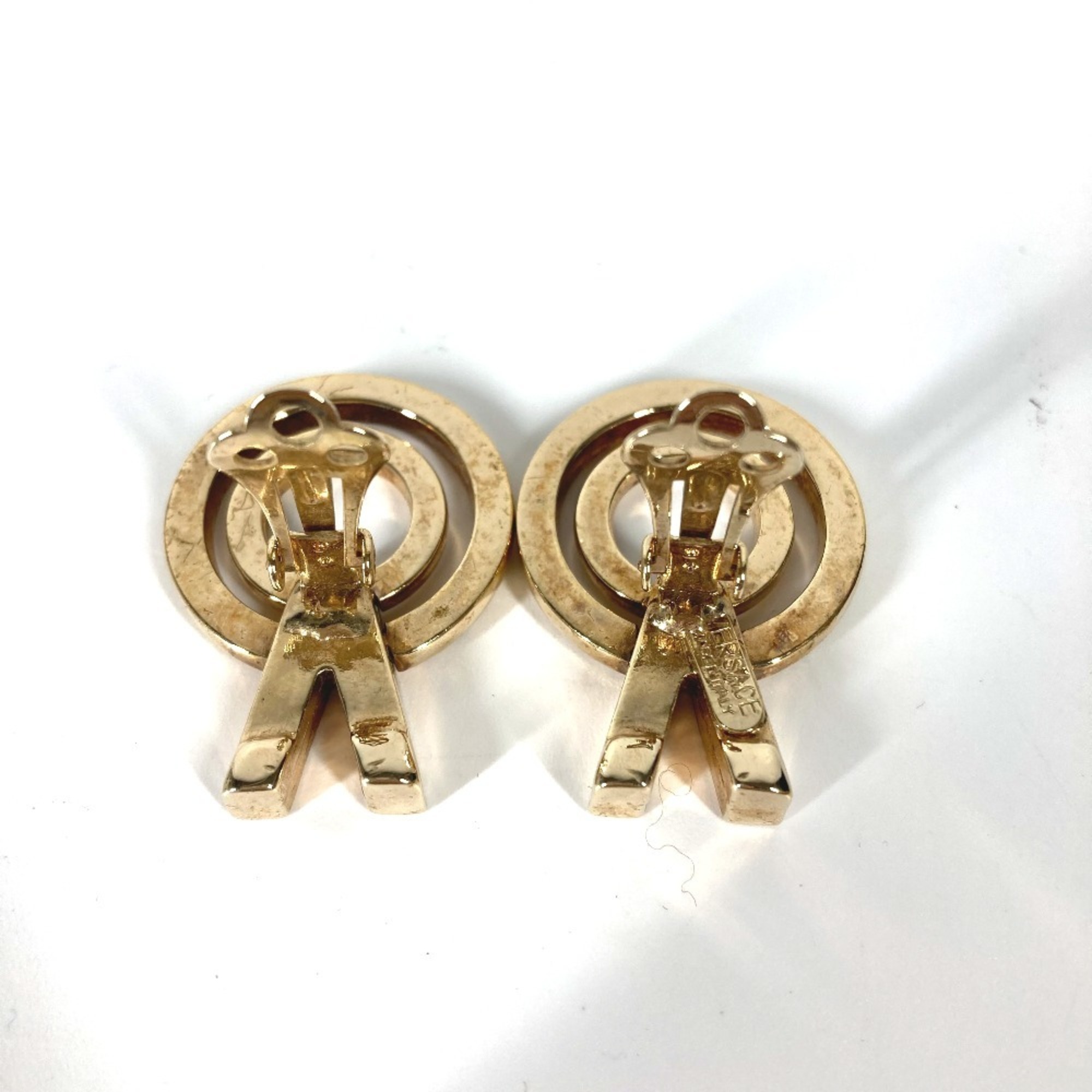 VERSACE Versace V Rhinestone Earrings Metal Gold Women's