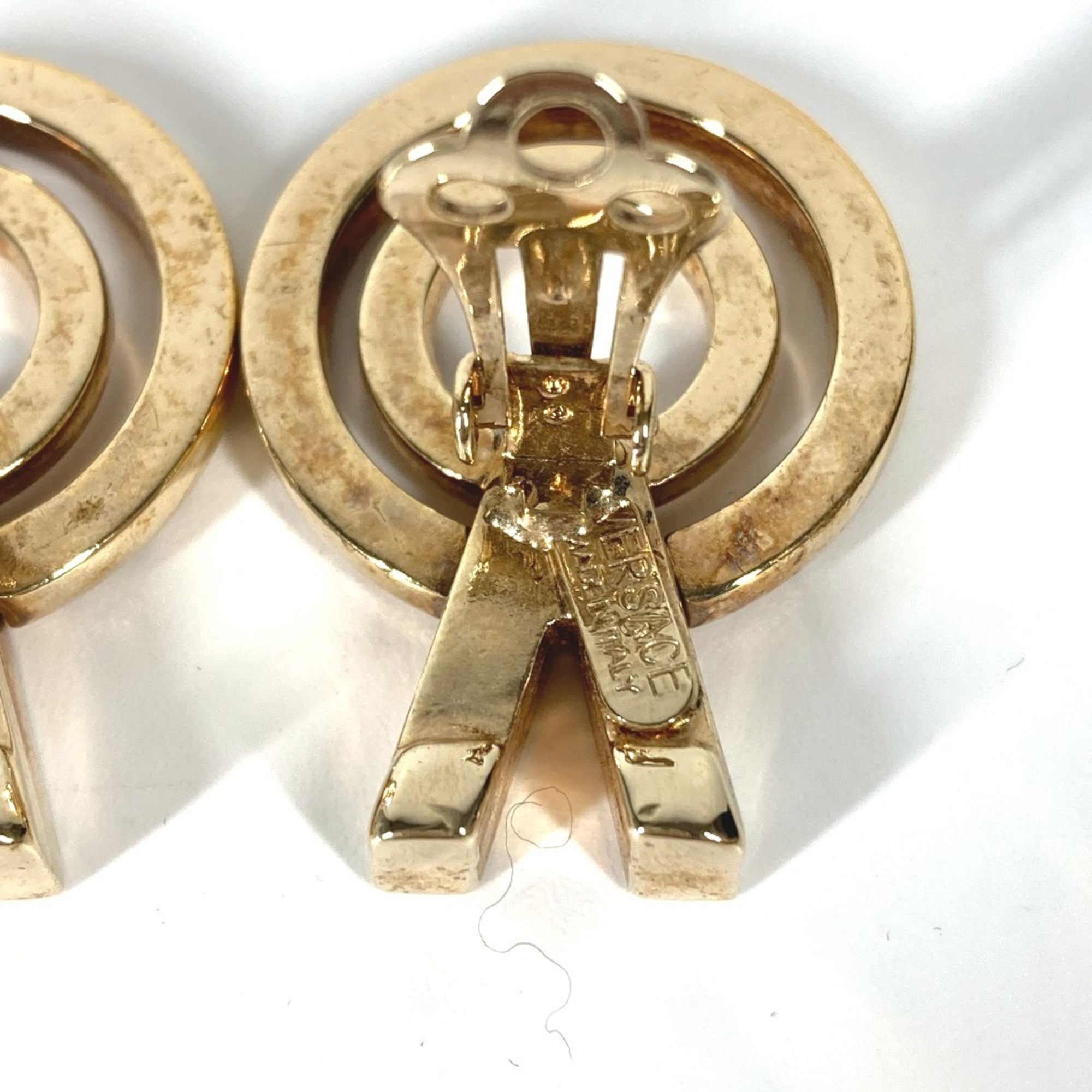 VERSACE Versace V Rhinestone Earrings Metal Gold Women's