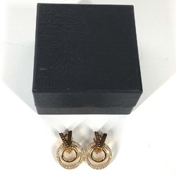 VERSACE Versace V Rhinestone Earrings Metal Gold Women's