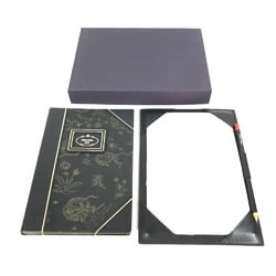 PRADA Prada Saffiano Notebook Memo Pad Pencil 3-Piece Set Stationery Leather Women's Black