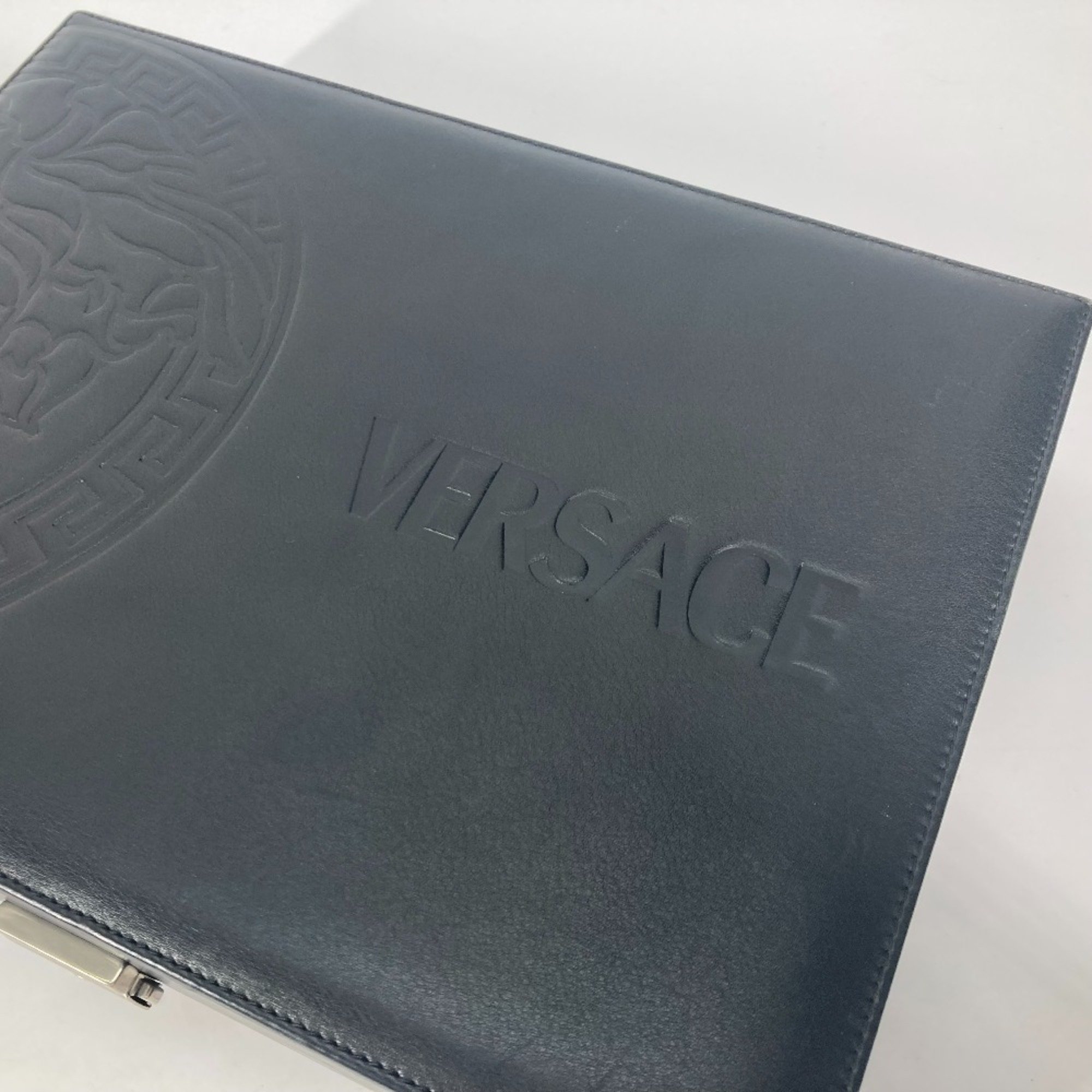 VERSACE Medusa Watch Storage Case Bag Attache Box Leather Men's Black