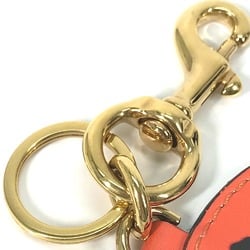 VERSACE Versace Round Bag Charm Keychain Leather Women's Orange