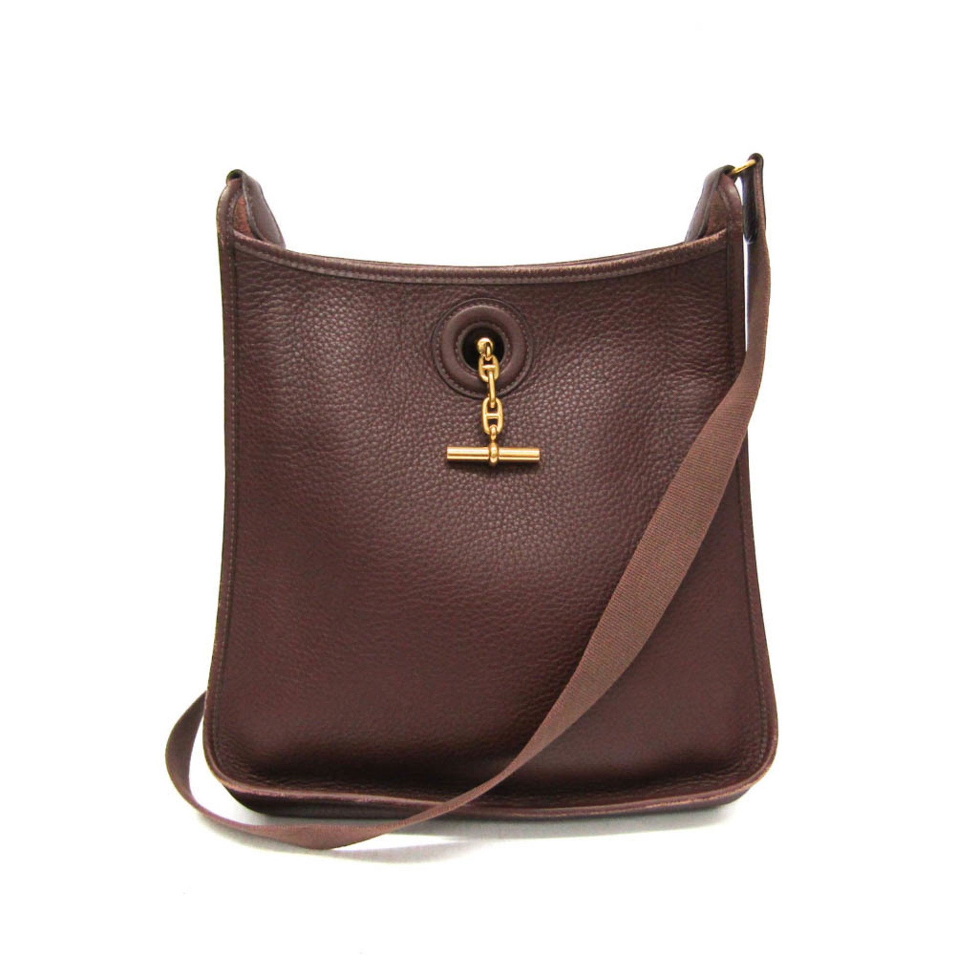 Hermes Vespa PM Women's Leather Shoulder Bag Dark Brown