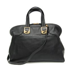 Fendi Chameleon Chameleon Leather Handbag Black