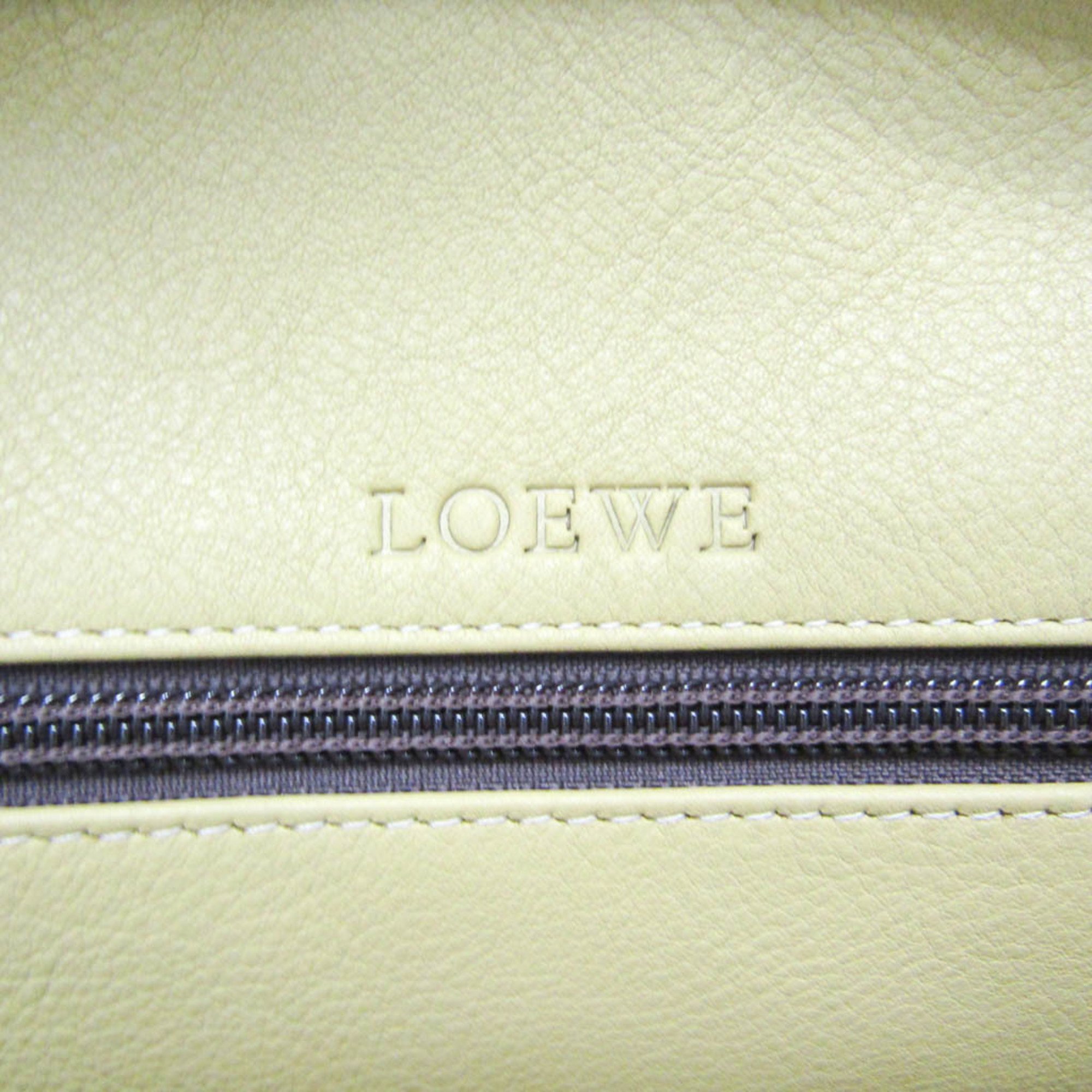 Loewe Amazona 360.79.002 Women's Suede,Leather Handbag Beige,Dark Brown