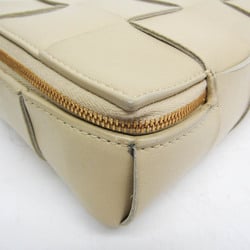 Bottega Veneta Intrecciato Cassette Men,Women Leather Clutch Bag Light Beige