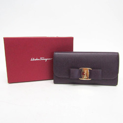 Salvatore Ferragamo Vara 22 D324 Women's Leather Long Wallet (bi-fold) Dark Purple