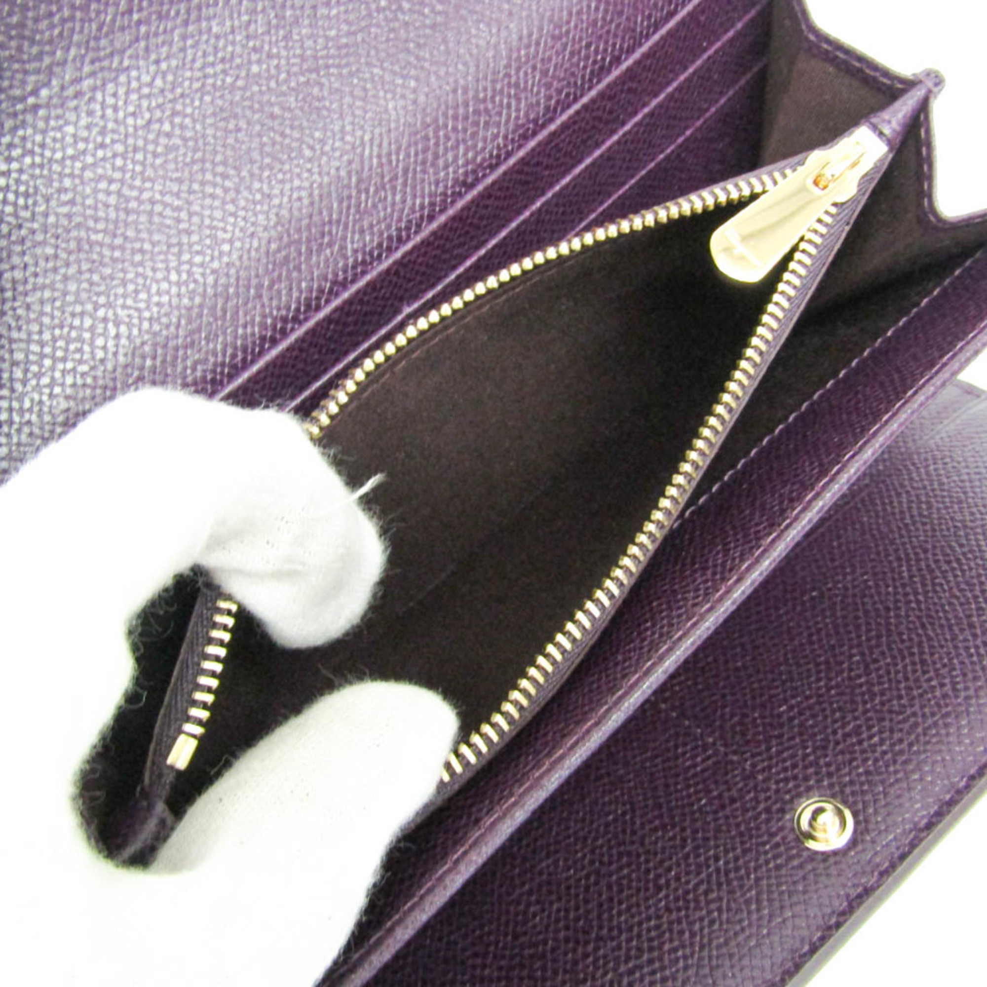 Salvatore Ferragamo Vara 22 D324 Women's Leather Long Wallet (bi-fold) Dark Purple