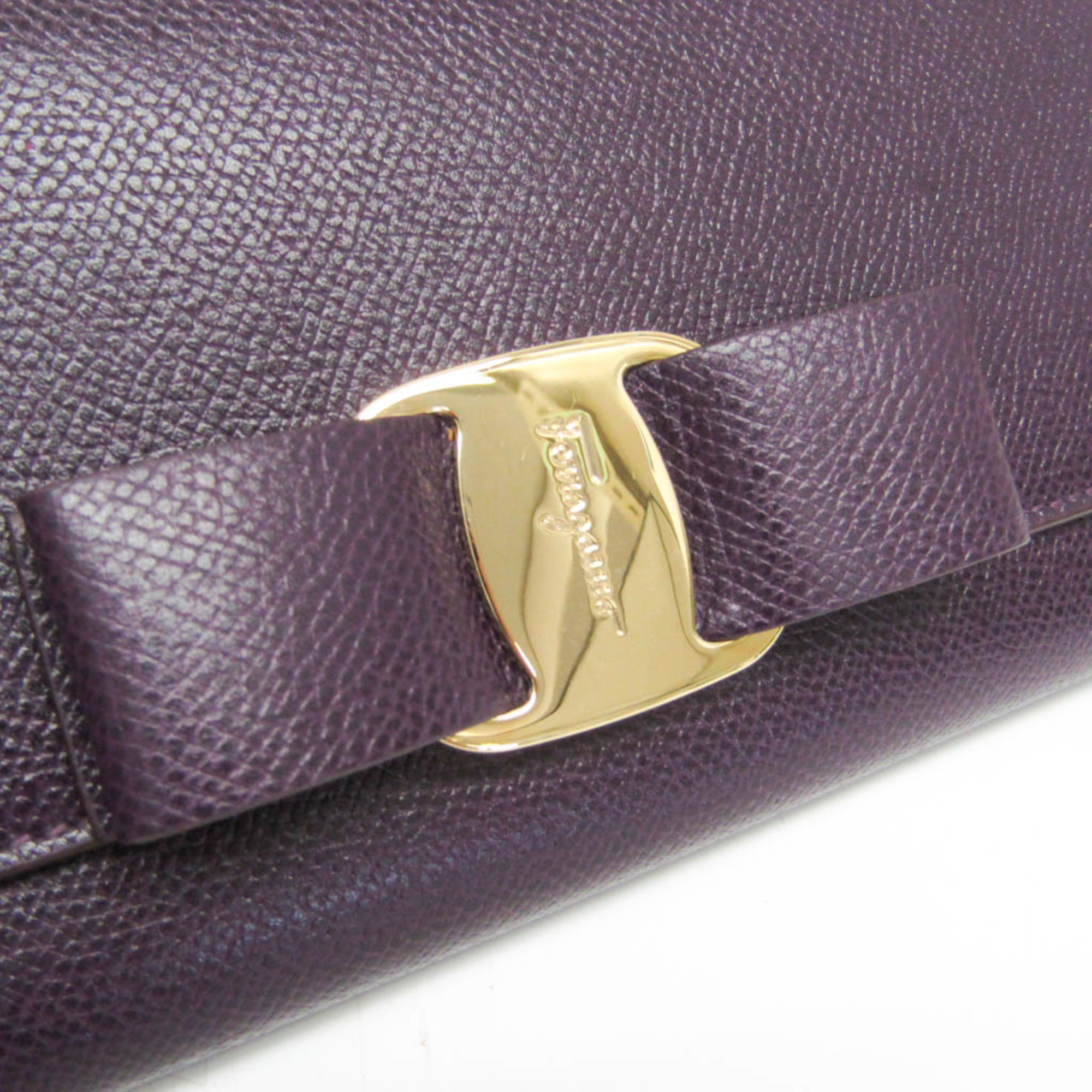 Salvatore Ferragamo Vara 22 D324 Women's Leather Long Wallet (bi-fold) Dark Purple