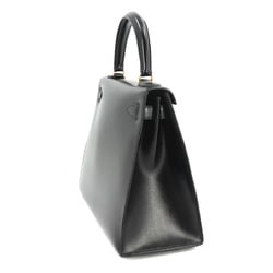 Hermes Kelly 28 2way hand shoulder bag, box calf leather, black, 〇T engraved, outer stitching, gold hardware,